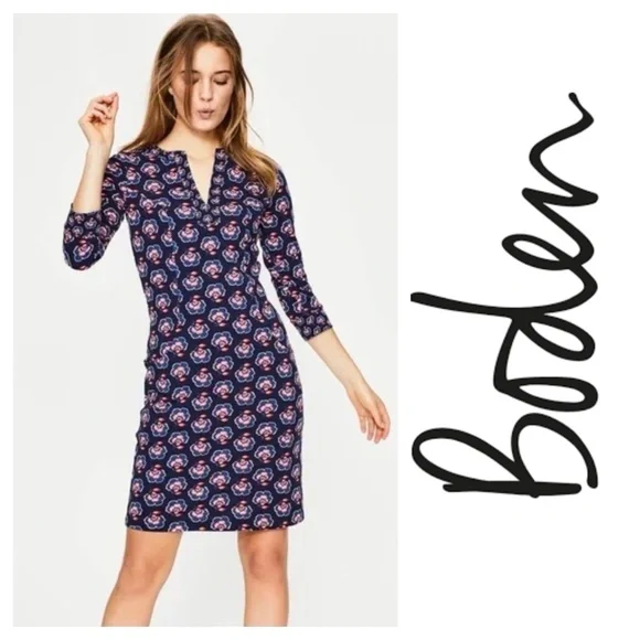 Boden | Dresses | Boden Blue Red Floral Stephanie Jersey Dress | Poshmark